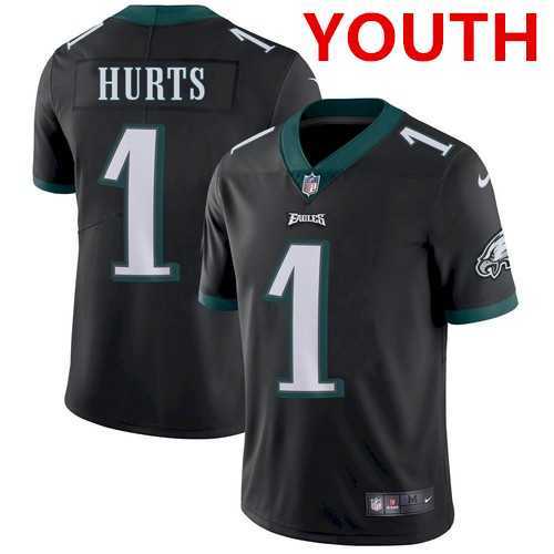 Youth Philadelphia Eagles #1 Jalen Hurts Black Vapor Untouchable Limited Stitched Jersey